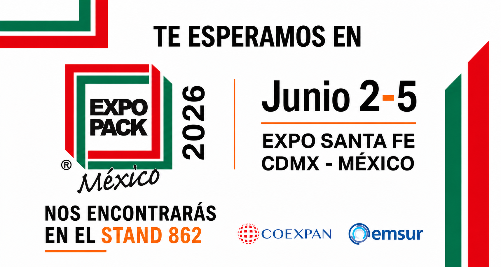 Coexpan y Emsur en EXPO PACK México 2026 stand 862