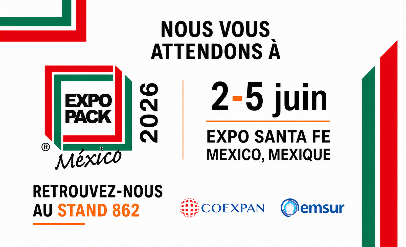 Coexpan et Emsur à EXPO PACK Mexico 2026 stand 862