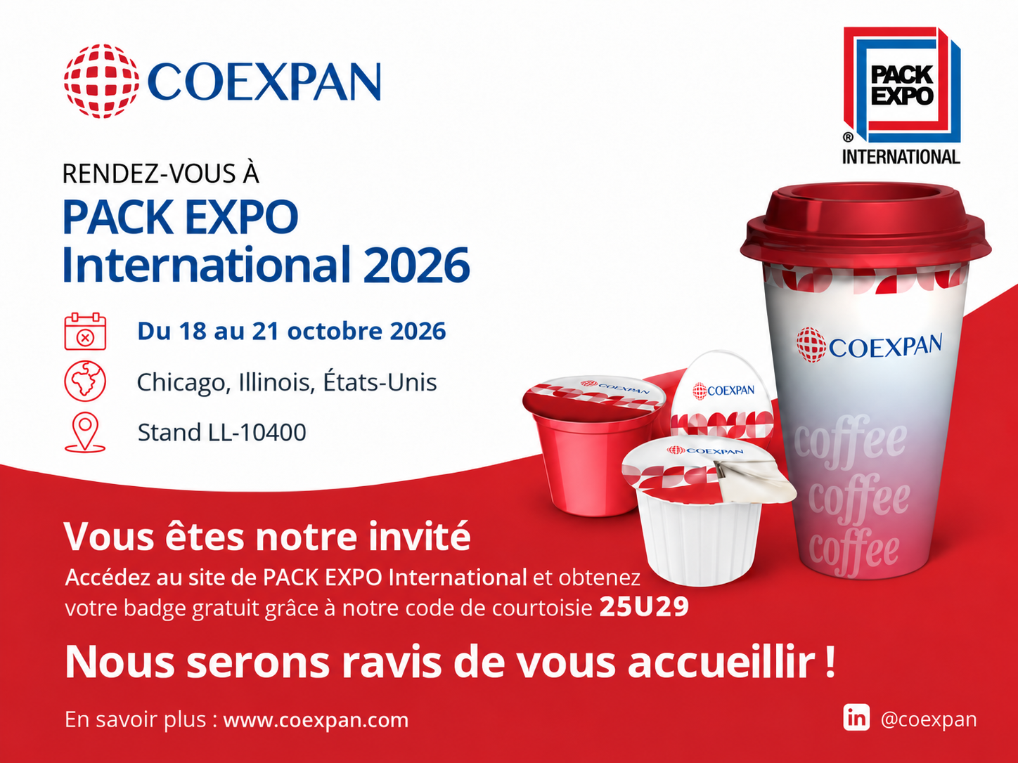 Coexpan à PACK EXPO International Chicago 2026, stand LL-10400